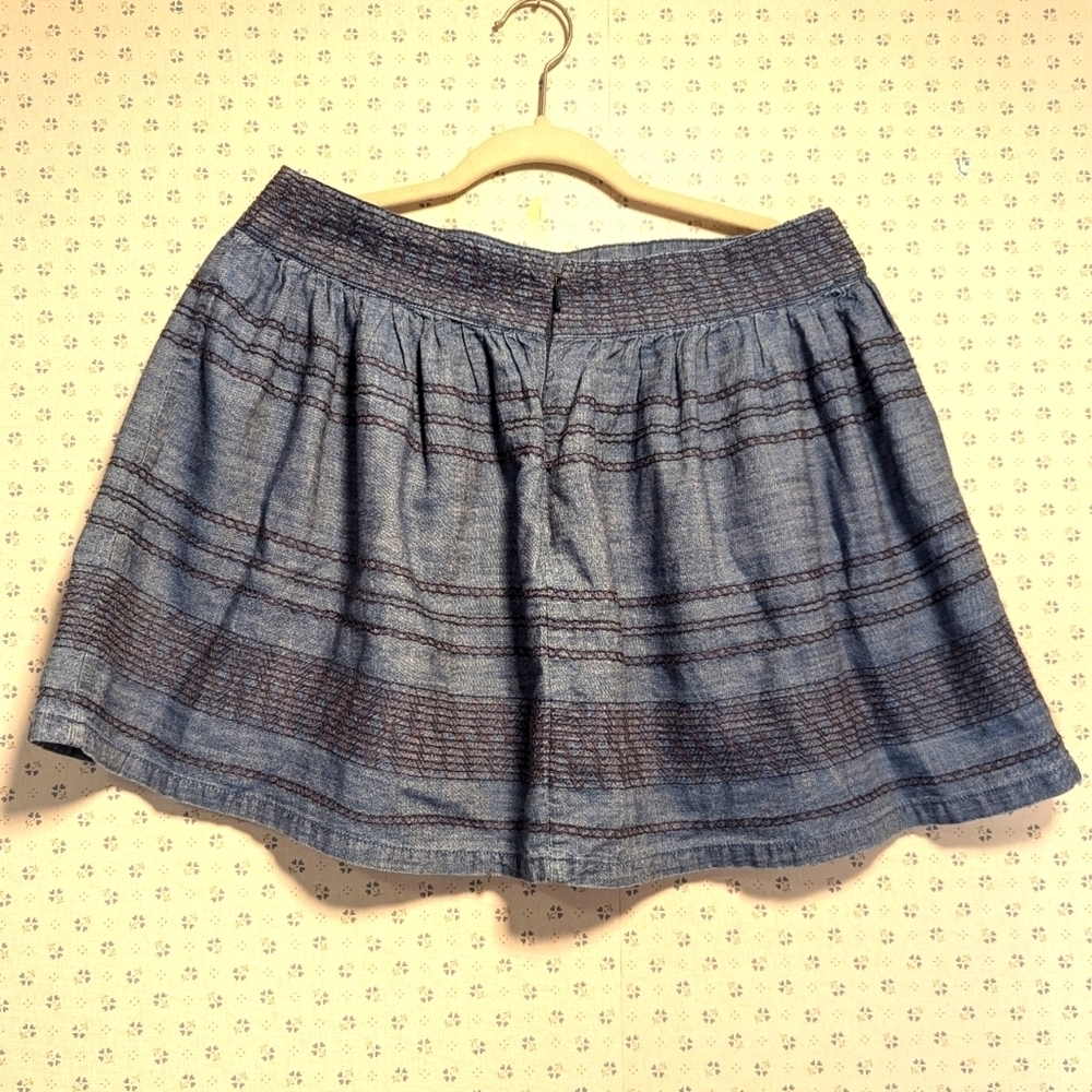 💙 American Eagle 8 Mini skirt denim Ribbon embroidered design cotton cowgirl